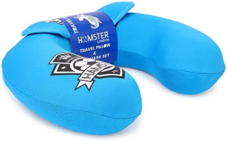 Hamster London Memory Foam Travel Neck Pillow for Sound Sleep with Eye Mask for Man's & Women (Blue)