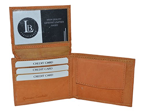 Boys Slim Compact Flap Id and Coin Pocket Bifold Wallet (Tan)