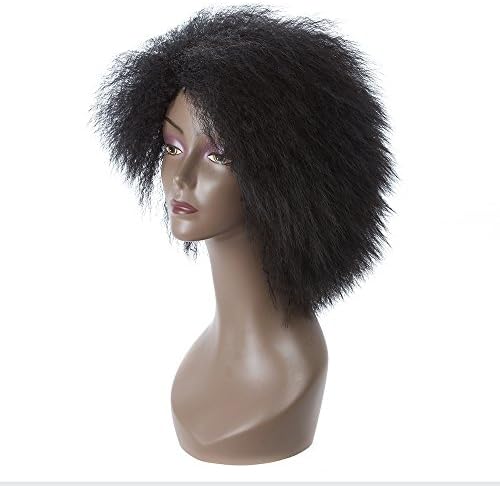LMY Short Pixie Cut Afro Kinky Curly Synthetic Wigs With Bangs For Black Women Natural Black/Red African American Hair Wigs (black)