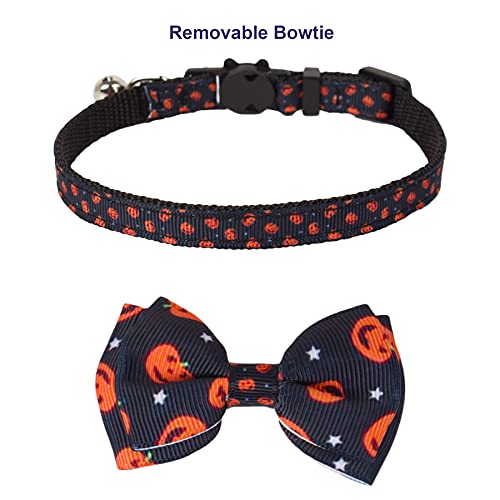 Halloween Cat Collars with Bow Tie Bell, 2 Pack Breakaway Kitten Collar