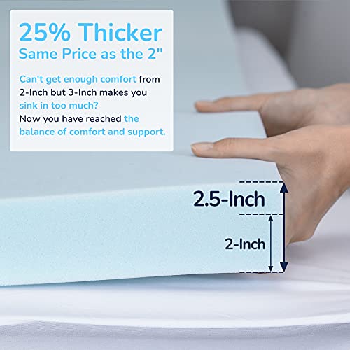 RECCI 2.5 Inch Mattress Topper Queen, Gel Infused Memory Foam Mattress