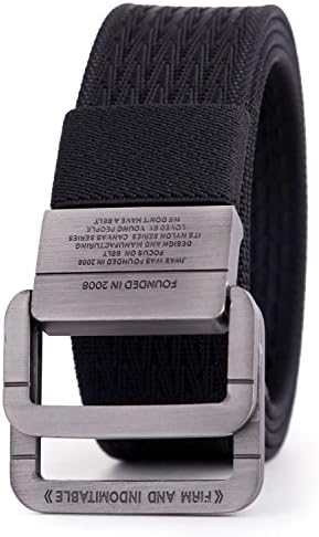Also Easy Military Equipment Tactical Belt Man Double Ring Buckle Thicken Canvas Belts for Men Waistband MU035 Black 150cm