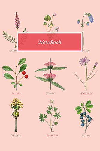 Notebook: Vintage Botanical Floral Pink Design Notebook with 120 lined pages. Size 6x9