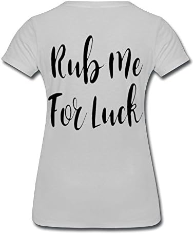 HXang Neck Short Sleeve Cotton T Shirt for Women Rub Me for Luck Tee Shirts SizeKey1Gray