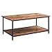 AMOAK Industrial Coffee Table with Storage Shelf, Vintage Wooden Board with Stable Metal Frame, Wood Look Furniture with Rustic Coffee Table for Living Room, Retro Brown