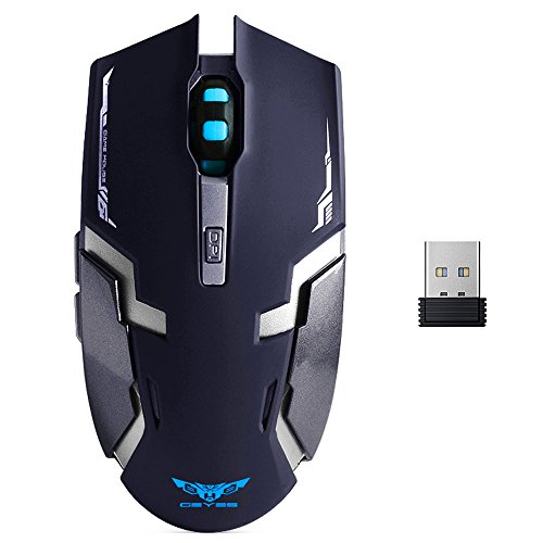 Wireless Rechargeable Mouse, 2.4GHz Wireless 6 Buttons Rechargeable Mouse Silent Buttons Built-in 800mAh Battery 800-1600dpi for PC Computer Notebook by YSSHUI