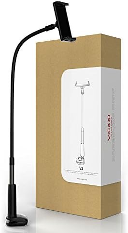 VICXXO Gooseneck Nintendo Switch Mount Holder/ iPad Stand/ Cellphone Stand/ Tablet Mount Holder, Bolt Clamp with Spring Grip for Apple or Android Devices 4-10.6", 38" Overall Length (BLACK)