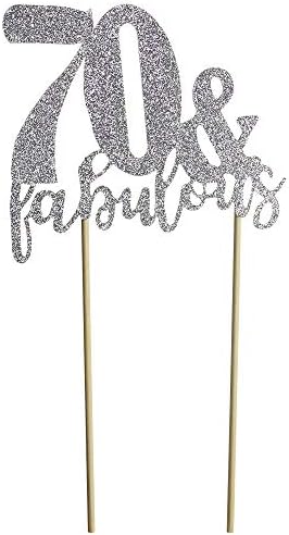 Silver Happy Birthday Cake Topper 70th Birthday Cupcake Topper for Party Supply Decoration -70 & Fabulous Premium Quality