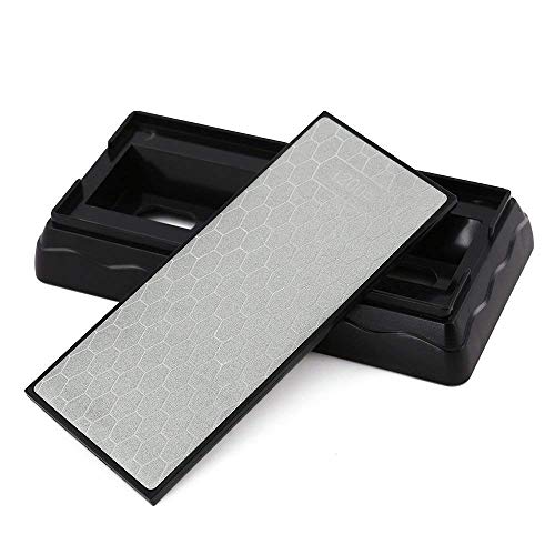 Knife Sharpening Stone, Diamond Coated Whetstone Sharpener 2 Side Grit Polishing & Honing Stone With Nonslip Base Holder for Knives Scissors Chisels Garden Kitchen Tools (600/1200)