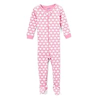 Elowel Baby Girls Footed Heart Pajama Sleeper 100% Cotton Size 12-18 Months Pink