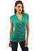 PattyBoutik Women Ruched V Neck Sleeveless Blouse (Green Large)