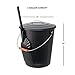 Ash Bucket for Fireplace with Shovel Tool, Large Capacity 6 Gallon Can with Lid and Wood Handle, Black Ash Bin w/ Shovel, Galvanized Ash Bin for Fireplace, Large Capacity Ash Container