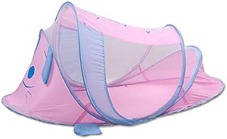 Baby Tent Bed Caroon Dog Folding Sleeping Tent Bed with Music Instant Pop Up Mosquito Net Crib,Baby Tent,Beach Play Tent 0-2 Years (1106055cm, pink)