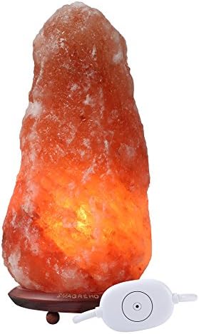 SMAGREHO Natural Himalayan Salt Lamp, Hand Carved Salt Rock Lamps with Touch Dimmer Switch, Elegant Oak Base, 5ft UL Approved Power Cord (11-15.5 lbs)