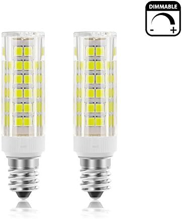SHKNH Dimmable Mini Candelabra E11 Base Led Light Bulb 5W, Repalcement 50W E11 Halogen Lamp,500Lm, JD T4 Bulb, for Ceilling Fan, Indoor Decorative Lighting, Daylight White 6000K(Pack of 2)