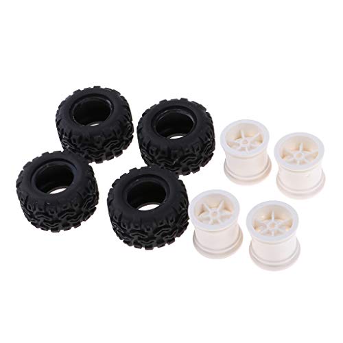 B Blesiya Pack of 8pcs Rubber Wheel Tire Hubs for 1/24 Monster Truck A212, RC Vehicle Remote Control Car Spare Parts