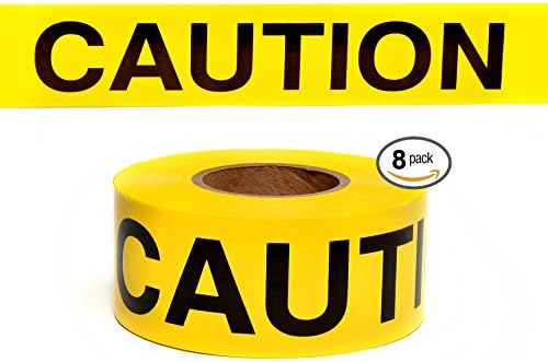 Caution Caution Safety Tape Merco M224-3in x 1000ft x 3 mil - Yellow and Black - a Full Factory case of 8 Rolls
