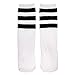 Zando Uniform Cotton Knee Thigh High Socks with Triple Stripes Tube for Kids Children A White w Black