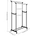 Elomes Clothing Garment Rack Heavy Duty Heavy Duty Double Rail Clothes Stand Rack with Top Rod and Lower Storage Shelf for Boxes Shoes Boots [US Stock]