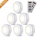Elfeland Closet Lights LED Puck Lights Remote Control Under Cabinet Light Battery Powered Brightness Adjustable Timer Dim for Hallway Bedroom Stair (6 Pack, 4000K - White)