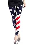 EPYA Women's Full Length American USA Flag Pattern Print Leggings, One Size
