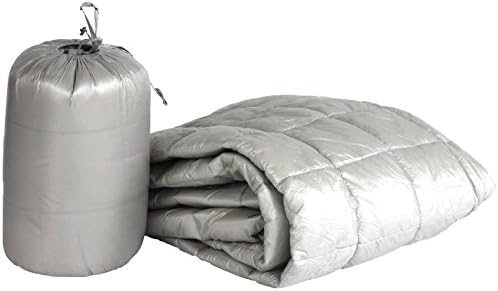 PUFF 50" x 70" High Loft Down Indoor/Outdoor Water Resistant Throw with Extra Strong Nylon Cover, Pewter