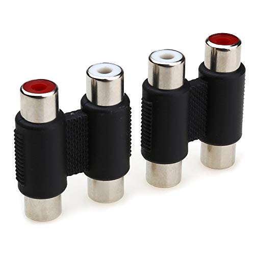2PCS MOBOREST Dual Female to Female RCA Jack Extension Cable Adapter Coupler Connector