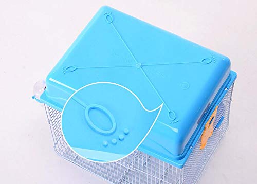 Misyue Mini Guinea Pig Cage Hamster Cage 2-levers Small Animal Habitats Portable Carrier Cage with Water Bottle&Wheels&Food Feeder for Small Animals (Blue) - Thumbnail 3