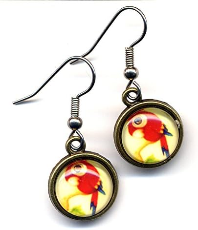 Parrot Earrings, Surgical Steel Earrings, Bird Earrings, Cute Exotic Bird Earrings, Stainless steel Parrots Earrings by AnnaArt72