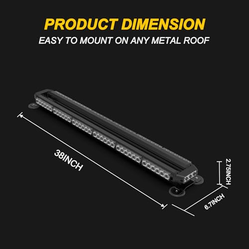 KAMOPA 96 cm 78 LED Flashing Strobe Light Bar, 12 V/24 V Magnetic Vehicle Emergency Warning Bar (Amber)