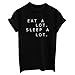 YITAN Women's Casual Graphic Tees Summer Printed Short Sleeve Cute Funny T Shirts Black Small