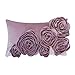 JWH 3D Flower Throw Pillow Cover Decorative Handmade Floral Pillow Case Soft Velvet Pillowcase Lumbar Cushion for Bed Living Room Chair Couch Decor Shams 12x20 Inch Purple