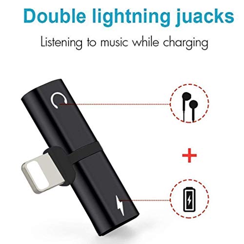 qinfeng for iPhone Headphone Jack Adapter for iPhone 8/8 Plus/Xs/Xs Max/XR/ 7/7 Plus Earphone Splitter for iPhone Adaptor Dongle 2 in 1 Charger + Aux Connector Charger Cable Support All iOS System - Thumbnail 3