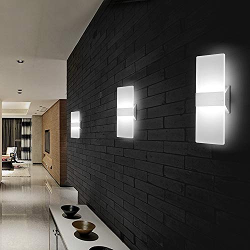 LED Wall Sconce Modern Wall Light Lamps 12W Cool White 6000K Up and