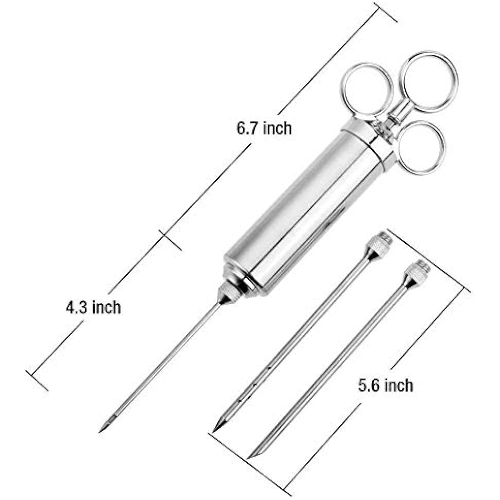 Meat Injector Syringe, 2oz Marinade Flavor 304 Stainless Steel With Needles,2 eBay