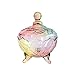 SOCOSY Royal Rainbow Embossed Crystal Footed Apothecary Jar Candy Jar with Lid,Clear Glass Wedding Candy Buffet Jar Food Jar-7oz