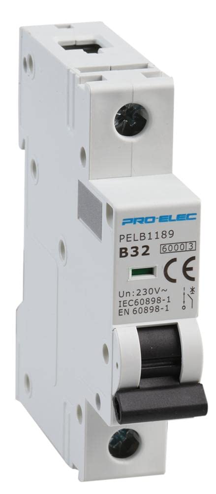 PRO ELEC PELB1189 32A Single Pole MCB, B Curve, 6kA