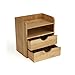 Mind Reader Desk Supplies Organizer with 2 Drawers, Bamboo Brown