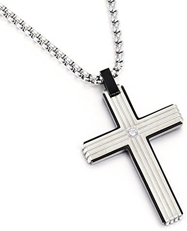 Simple Unique Stainless Steel Cross Pendant Necklace for Men Women, 20-24 Inches Rolo Chain