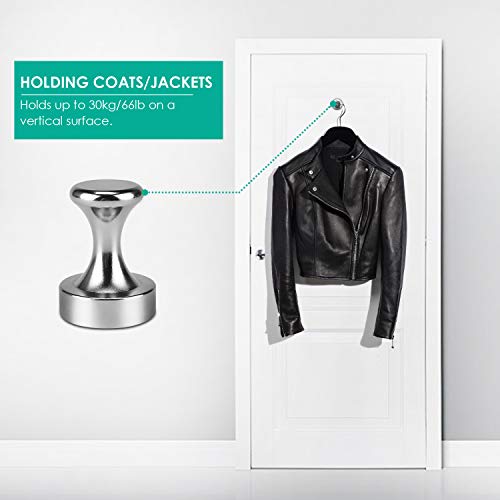 Alcoon 2 Pack Large Metal Magnetic Push Pins Silver Push Pin Magnets Hooks Hanger Idear for Hanging Coat, Bags, Jackets, Umbrellas, Backpack - Thumbnail 5
