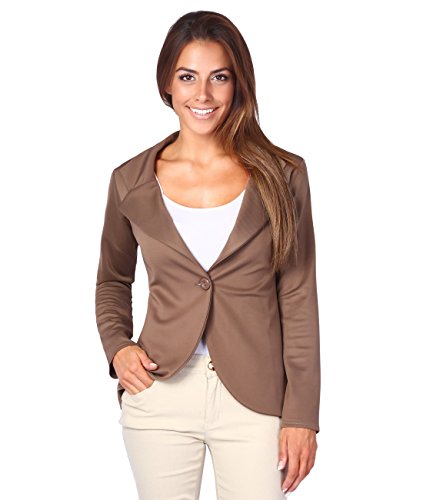 KRISP Women's One Button Casual Work Office Solid Blazer Jacket [3558-MOC-16]