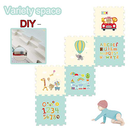 Thicken Baby Activity Gym and Play Mat, Extra Large Foldble Crawling Playmat Floor Mat, 9Pcs Exercise Mat Solid Foam EVA Play Mat Skidproof Soft Cushioned Floor Mat Kids Puzzle Toy Gift (Multicolor)