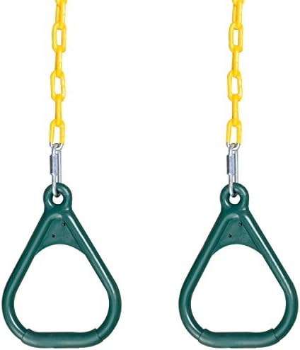 Jungle Gym Kingdom Trapeze Gym Rings 36" Plastic Coated Chains & Locking Carabiners