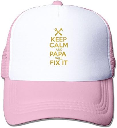 DAFABEAR Keep Calm and Papa Will Fix It Original Grid Cap Hat Pink