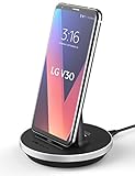 LG G7 / LG V30 Charger, (Fast Charge Compatible) Encased USB Type C Quick Charging Stand with 5FT Long Power Cable (ac Adapter Sold Separately) case Friendly, Adjustable Adapter Dock (Aluminum Black)