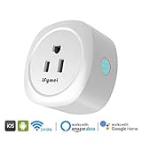 iFymei Smart Plug Mini Wi-Fi Enabled Outlet with Energy Monitoring Compatible with Amazon Alexa & Google Assistant Remote Control Your Devices from Anywhere (White-1)