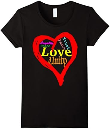 Women's heart of loyalty peace love family unity peace t shirt Small Black