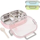 Stainless Steel Lunch Box 2 Compartment Bento Box Insulated Food Container Lunch Container Leak Proof Food Storage Boxs for Adults, Kids, Children for Work, School,pink
