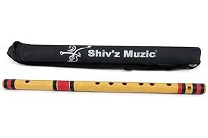 Shiv'z Muzic Flute, C Natural medium, BUDGET Bansuri, RIGHT HAND,19 inches (with Written Manual & Bag)