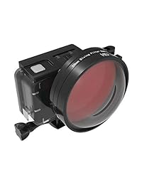 QKOO - Kit de lentes de buceo profesional para GoPro Hero 7 Black Hero (2018) 6 Negro 5 Negro Estuche de súper traje impermeable original - Primer plano de lente macro de 58 mm HD 24X Filter + Diving Red Filter + Anillo adaptador